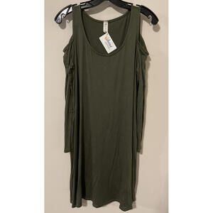 MTS Womens Small Green Knee Length Cold Shoulder Dress NWT! M1011